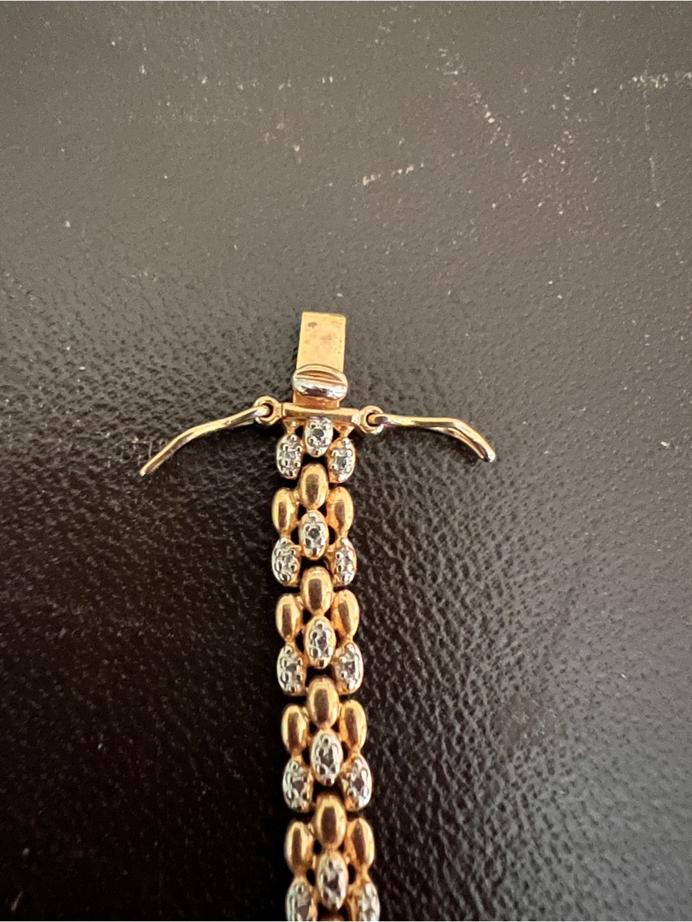 Vintage Gold Over Sterling Silver Two Tone  Panther Link Bracelet Size 7 9grams - Picture 4 of 12